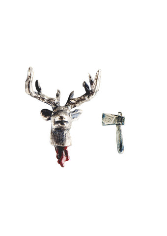Head Off Stag And Axe Earrings Silver Product Shot