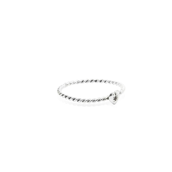Tiny Heart Ring Silver with Emerald