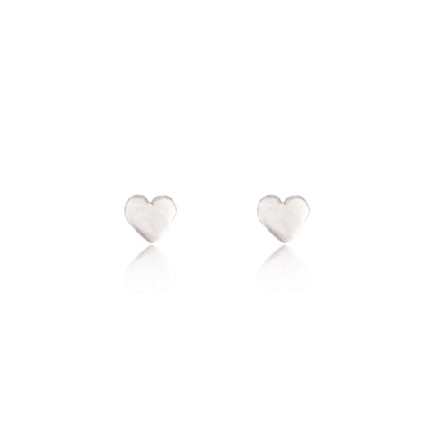 Tiny Heart Stud Earrings Silver
