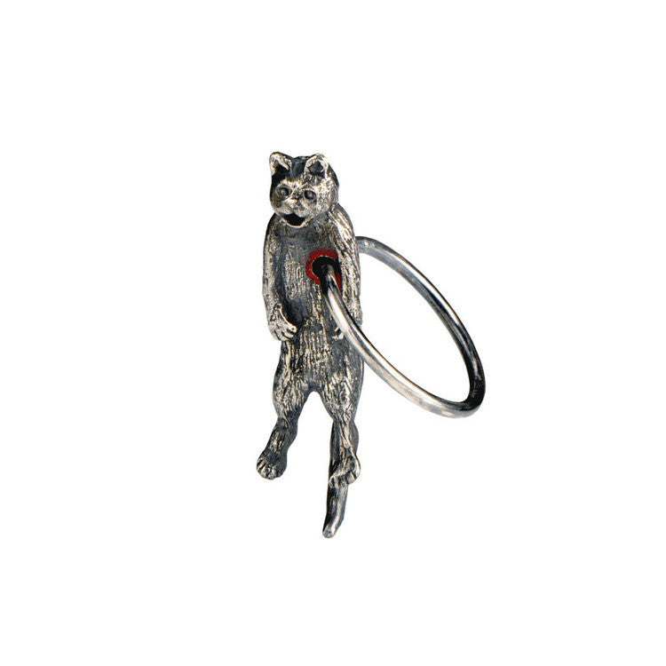 Hole in Heart Cat Ring Silver Product Shot