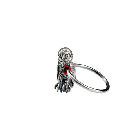 Hole in Heart Owl Ring Silver Product Shot