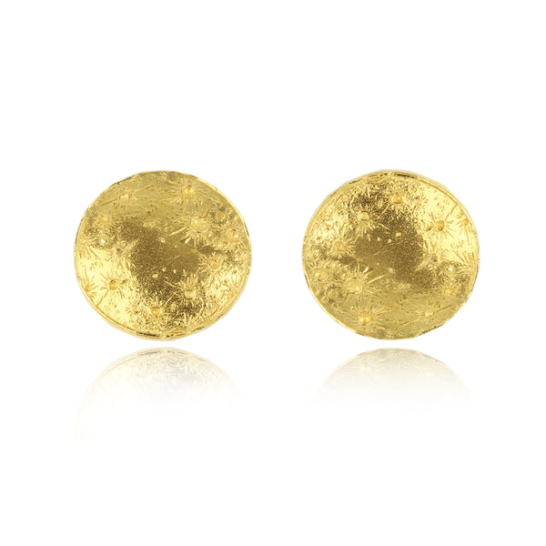 Large moon disc clip earrings