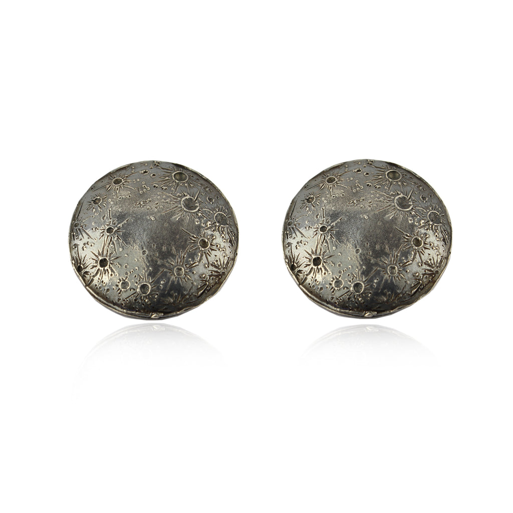Large moon disc clip earrings