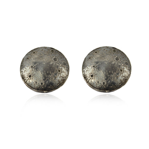 Large moon disc clip earrings