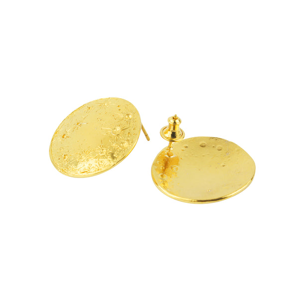 Large moon disc earrings gold