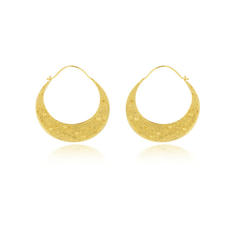 Large crescent moon hoop earrings gold