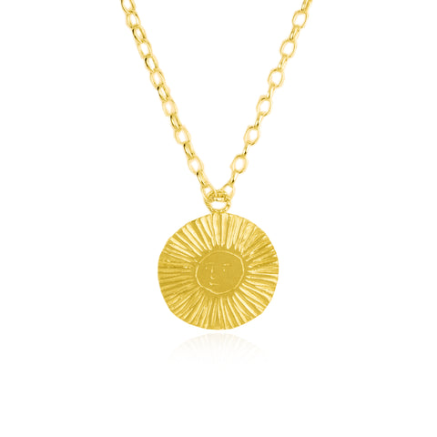 Large Sun & Moon Reversible Disc Necklace Gold