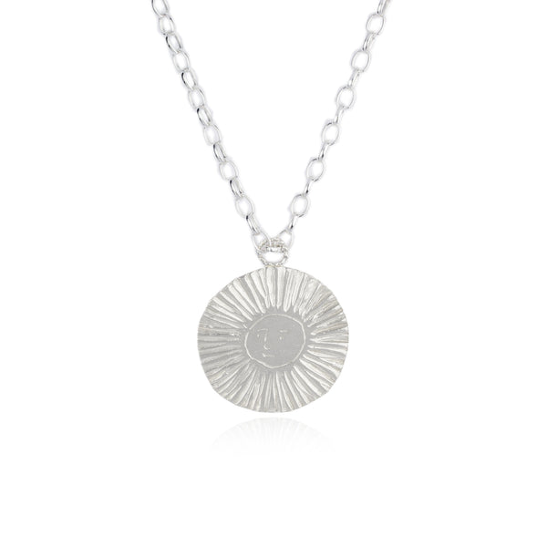 Large Sun & Moon Reversible Disc Necklace Silver x Gold