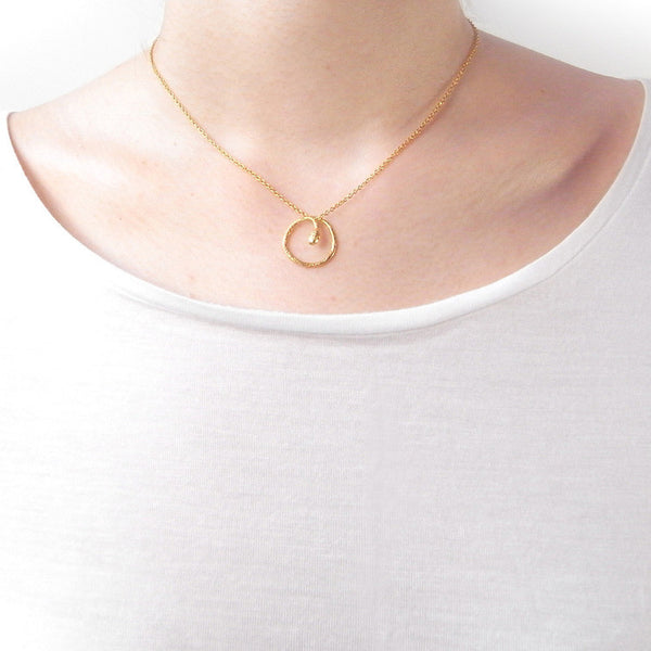 Round Snake Necklace Gold on Model