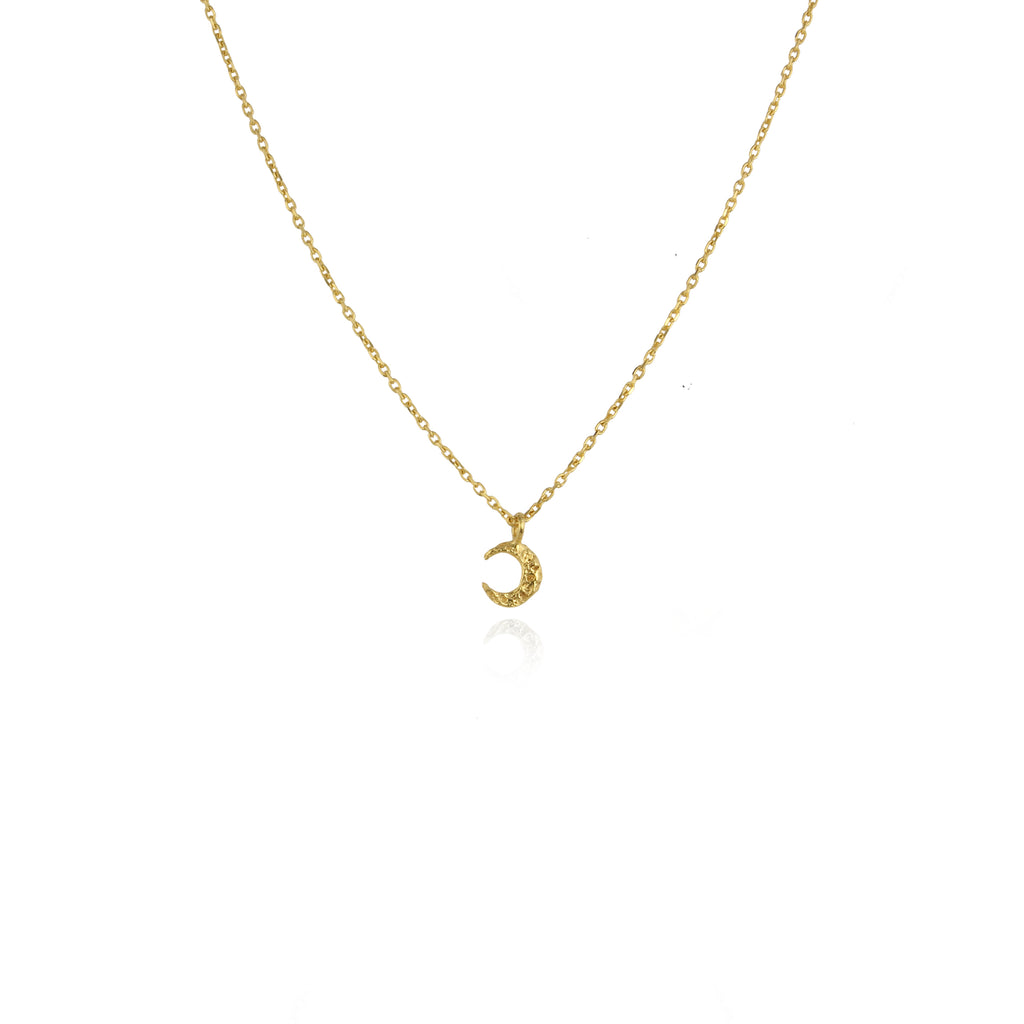 Micro crescent moon necklace gold – momocreatura