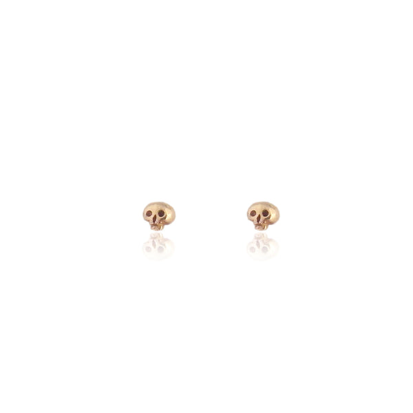 Micro Skull Stud Earrings Gold