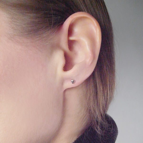 Micro Skull Stud Earrings Silver