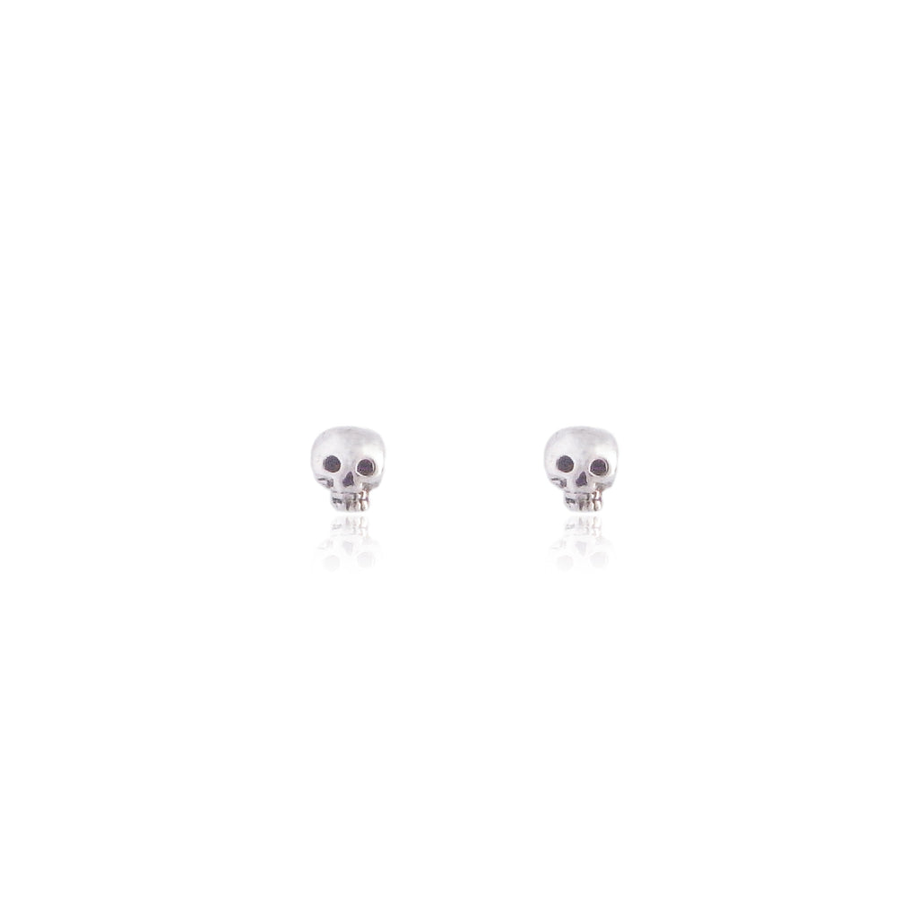 Mini Skull Stud Earrings Silver