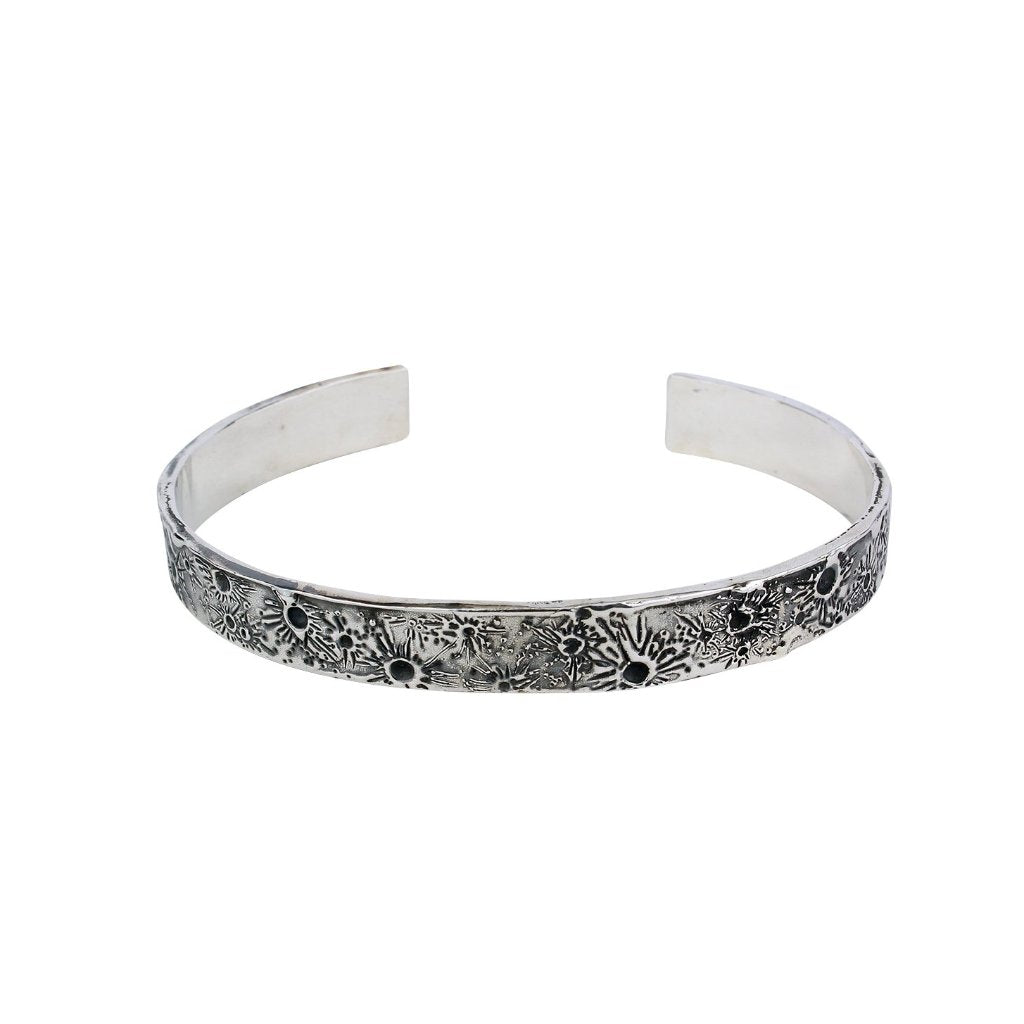Moon crater bangle silver