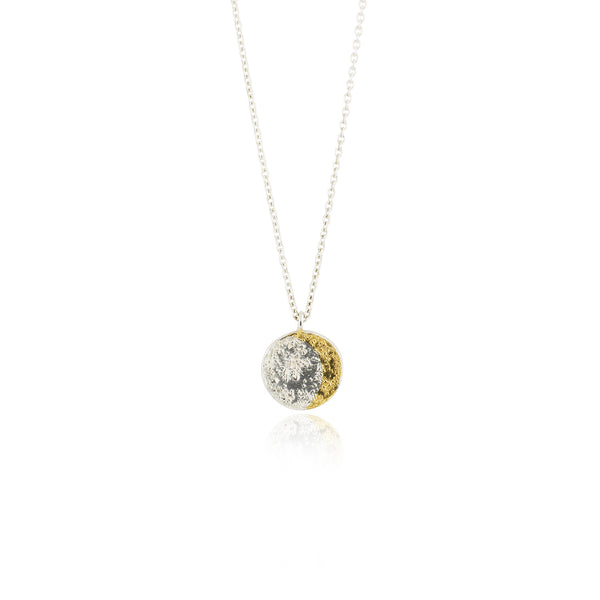 Moon disc necklace gold x silver
