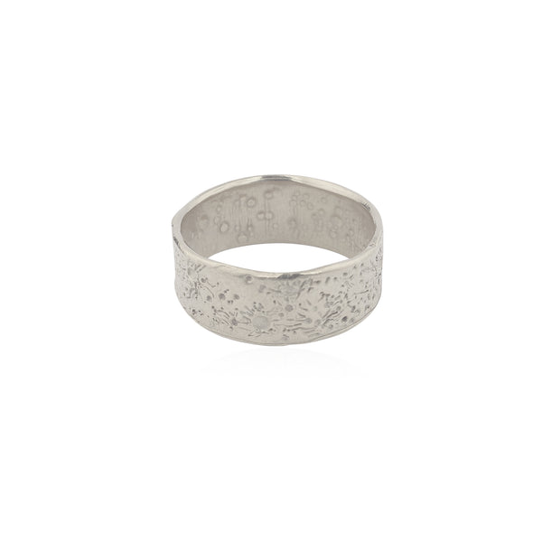 Moon crater ring 8mm Silver