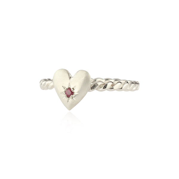 Matte heart ring silver