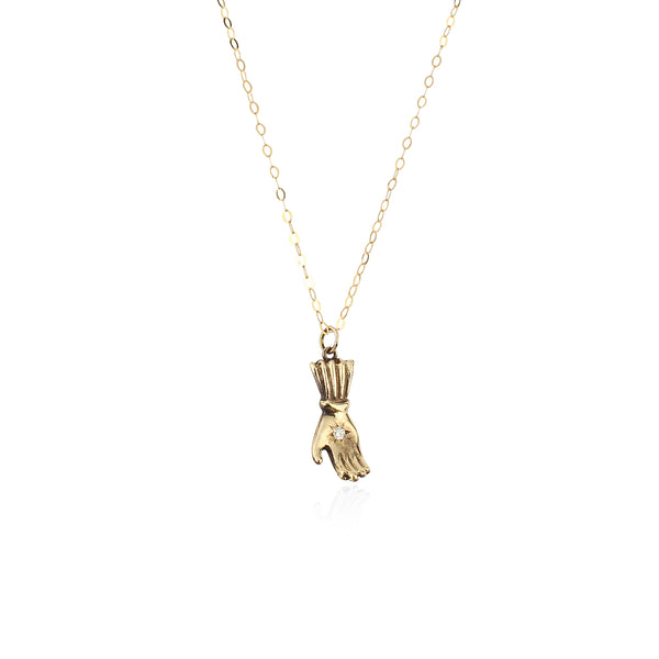 Birthstone hand pendant gold
