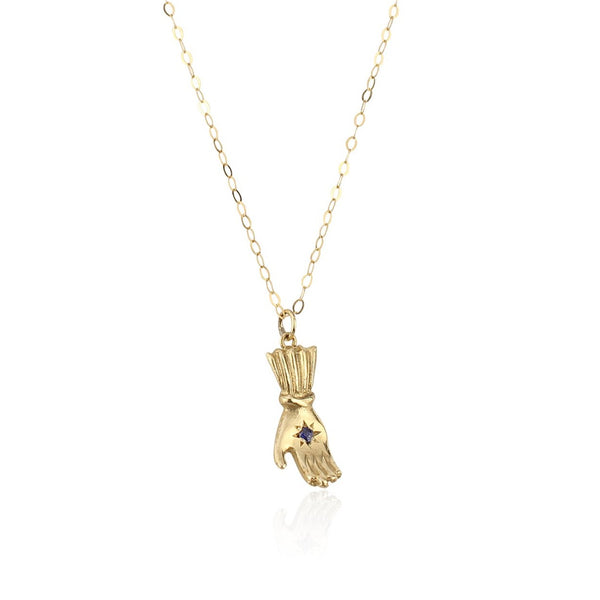 Birthstone hand pendant gold
