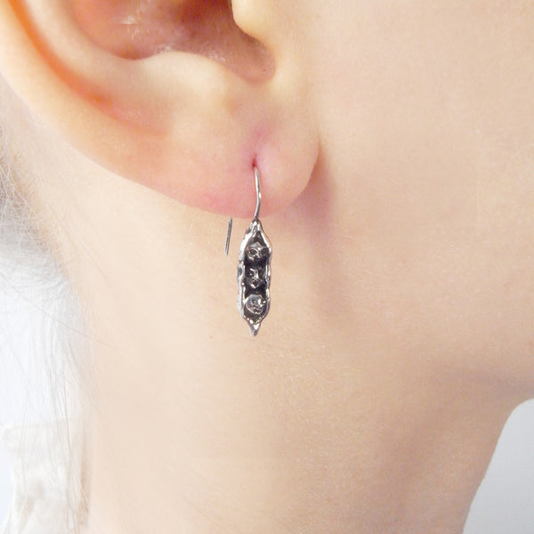 Pea Brothers Earrings Silver on Model