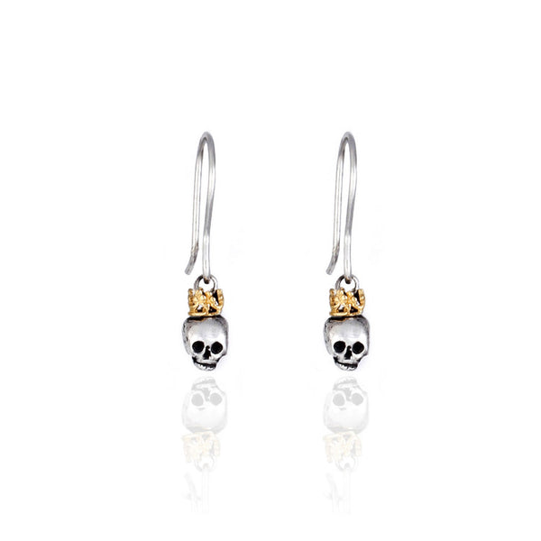 Queen Skull Earrings Gold Crown Product Shot