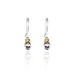 Queen Skull Earrings Gold Crown