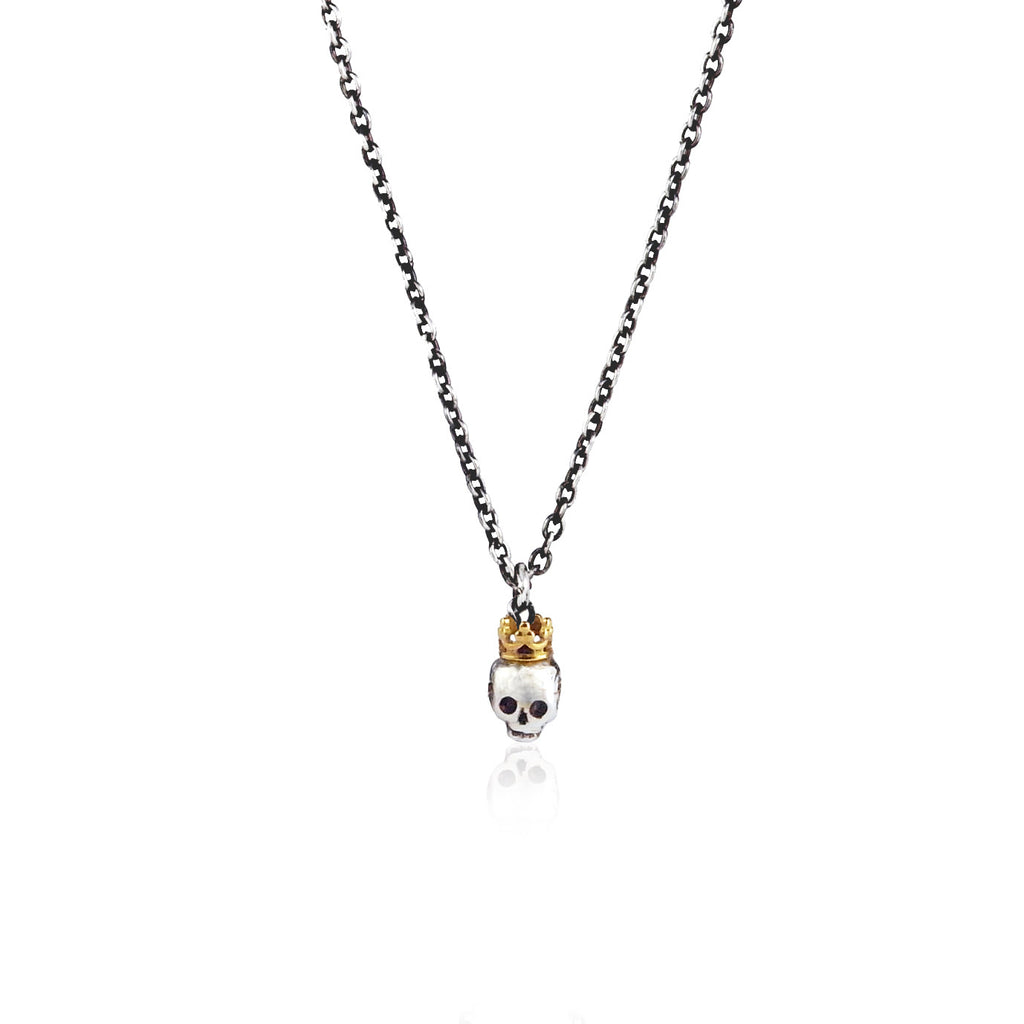 Queen Skull Pendant Silver & Gold Crown