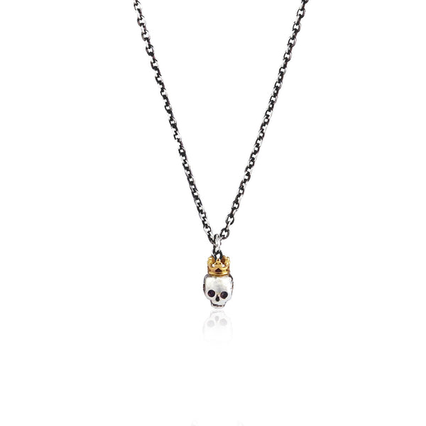 Queen Skull Pendant Silver & Gold Crown