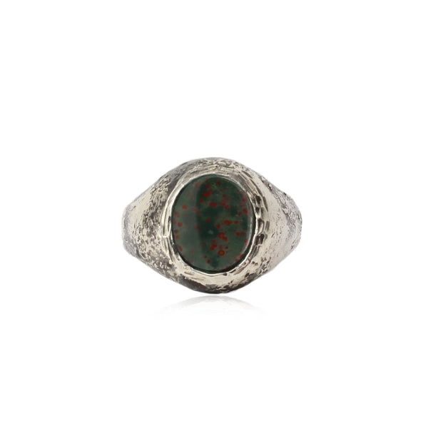 Rustic Bloodstone Signet Ring