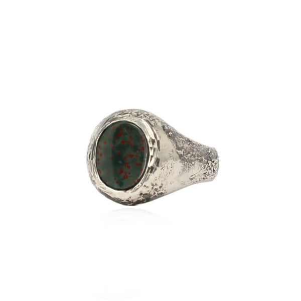 Rustic Bloodstone Signet Ring