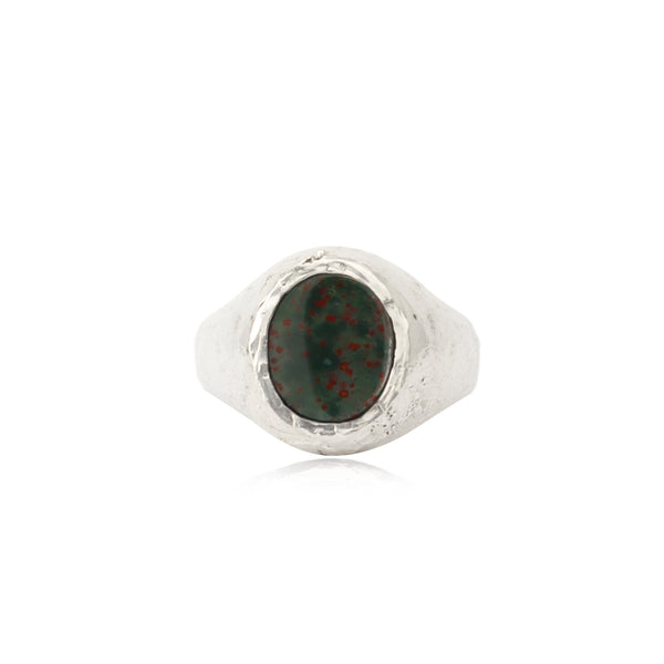 Rustic Bloodstone Signet Ring