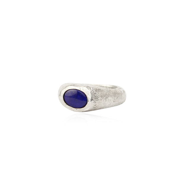 Rustic lapis lazuli signet ring small
