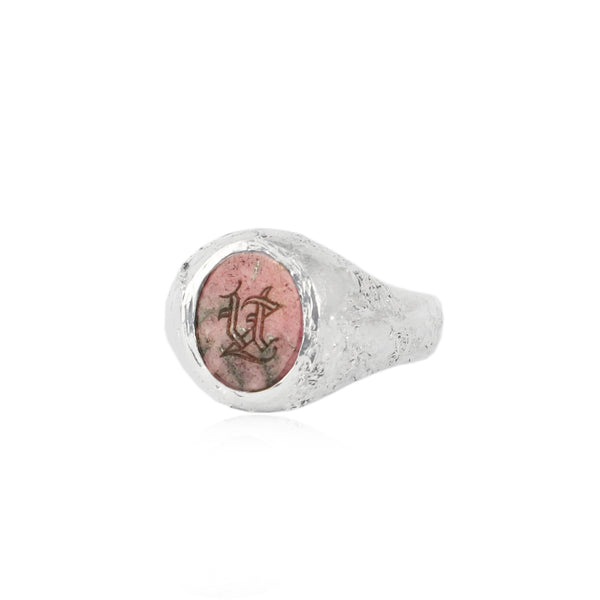 Rustic Rhodonite Signet Ring