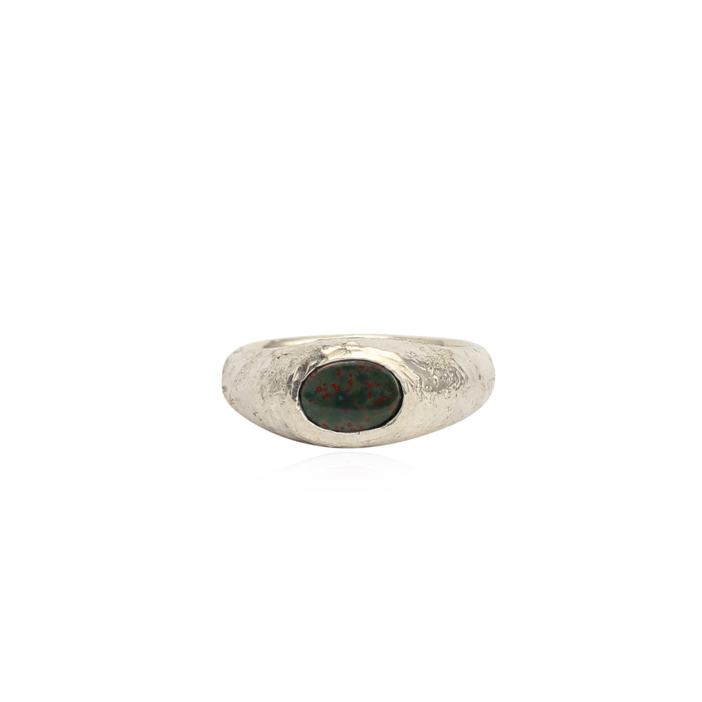 Rustic bloodstone signet ring small