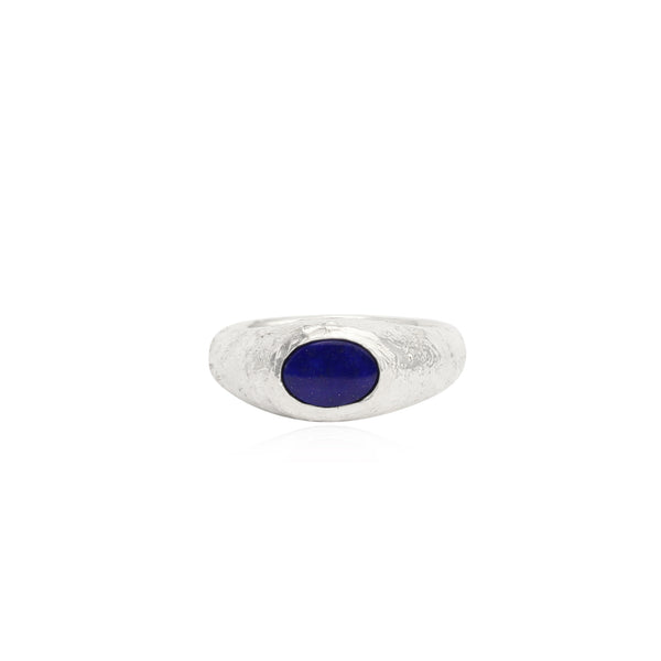 Rustic lapis lazuli signet ring small