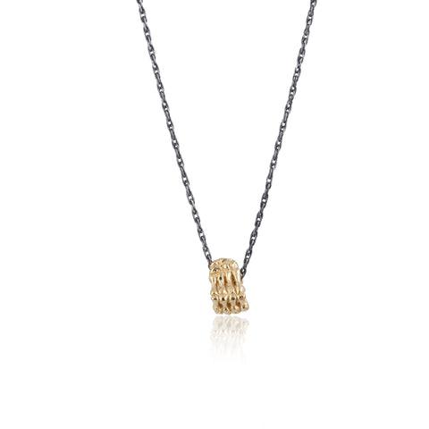 Single Skeleton Hand Necklace Gold x Black