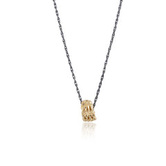 Single Skeleton Hand Necklace Gold x Black