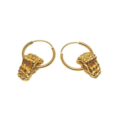 Skeleton Hands Hoop Earrings Gold Product Shot