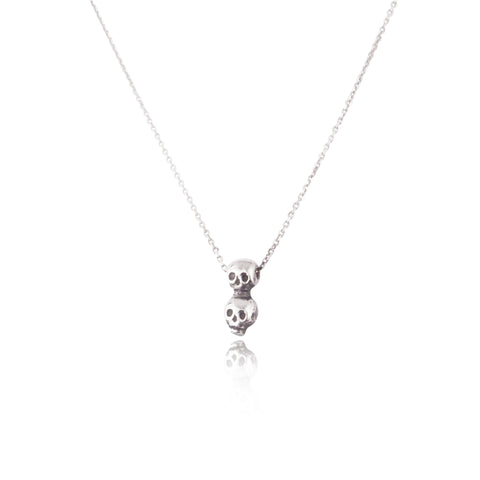 Skull Sisters + Axe Necklace Silver