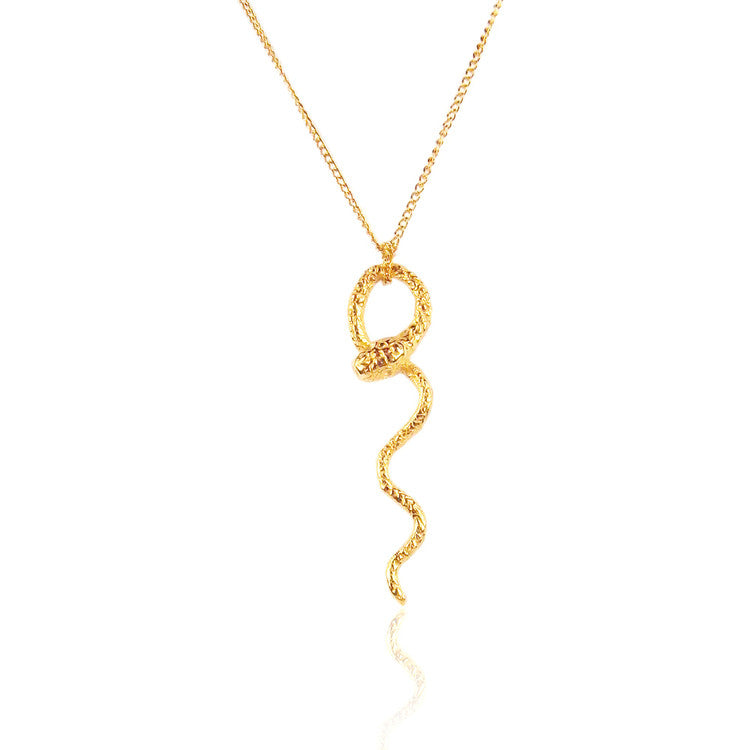 Waving Snake Necklace Gold Product Shot Main
