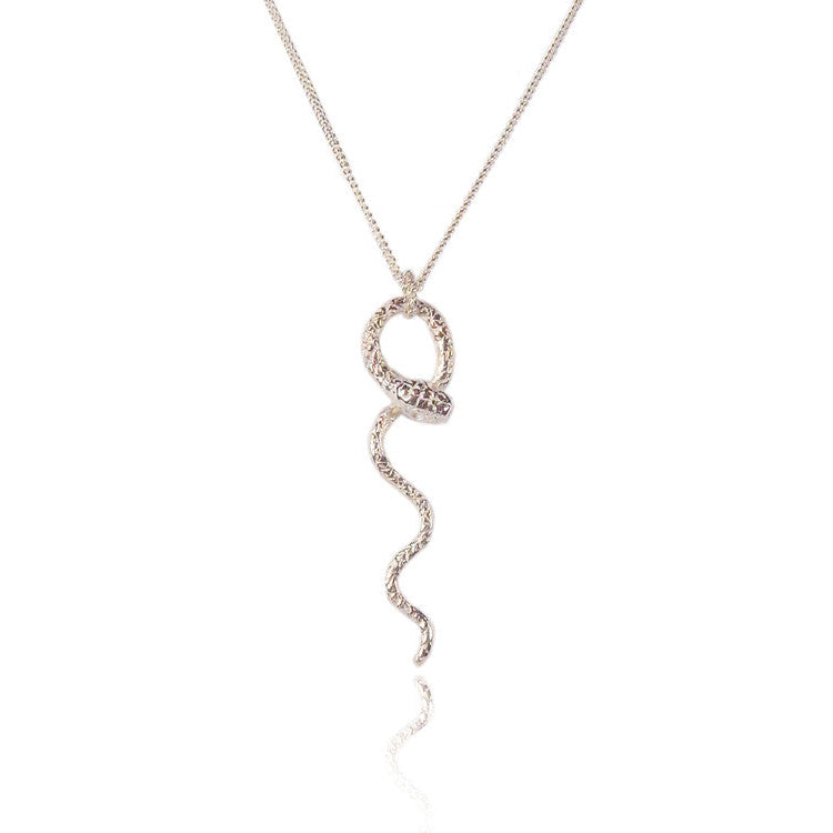 Waving Snake Necklace Silver Product Shot Main