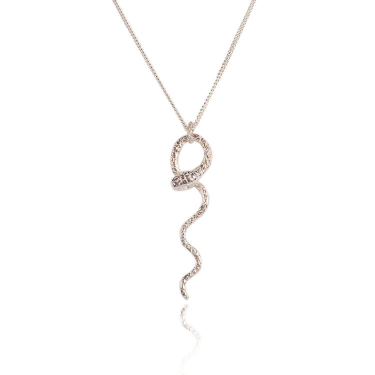 Waving Snake Necklace Silver Product Shot Main
