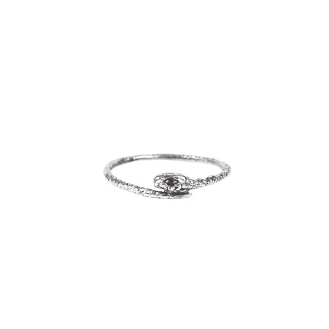 Tiny Snake Ring - Silver - Sapphire Eyes Product Shot