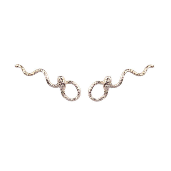Wavy Snake Earrings Silver Product Shot