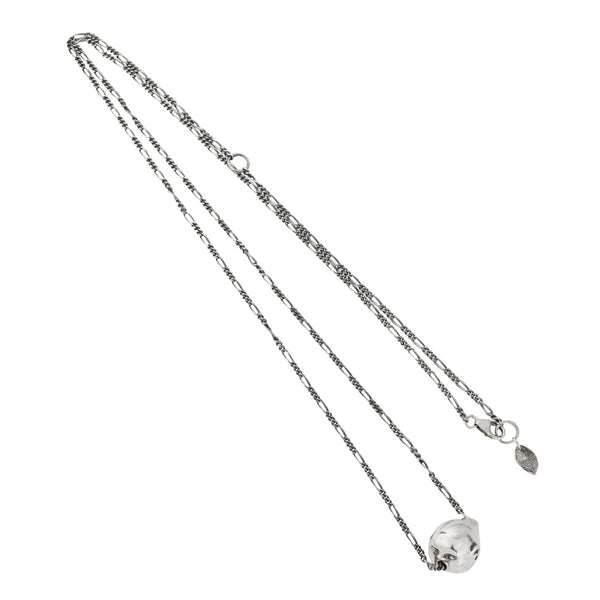 spirit of love face necklace recycled silver long silver figaro chain