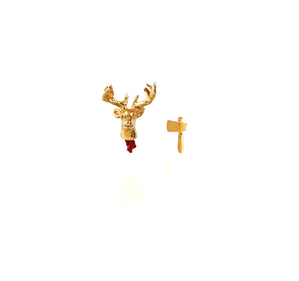 Head Off Stag And Axe Earrings Gold Product Shot