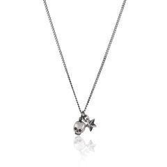 Baby Skull And Tiny Star Pendant Silver