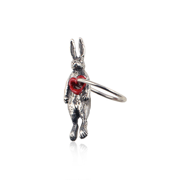 Stolen Heart Bunny Rabbit Ring Silver