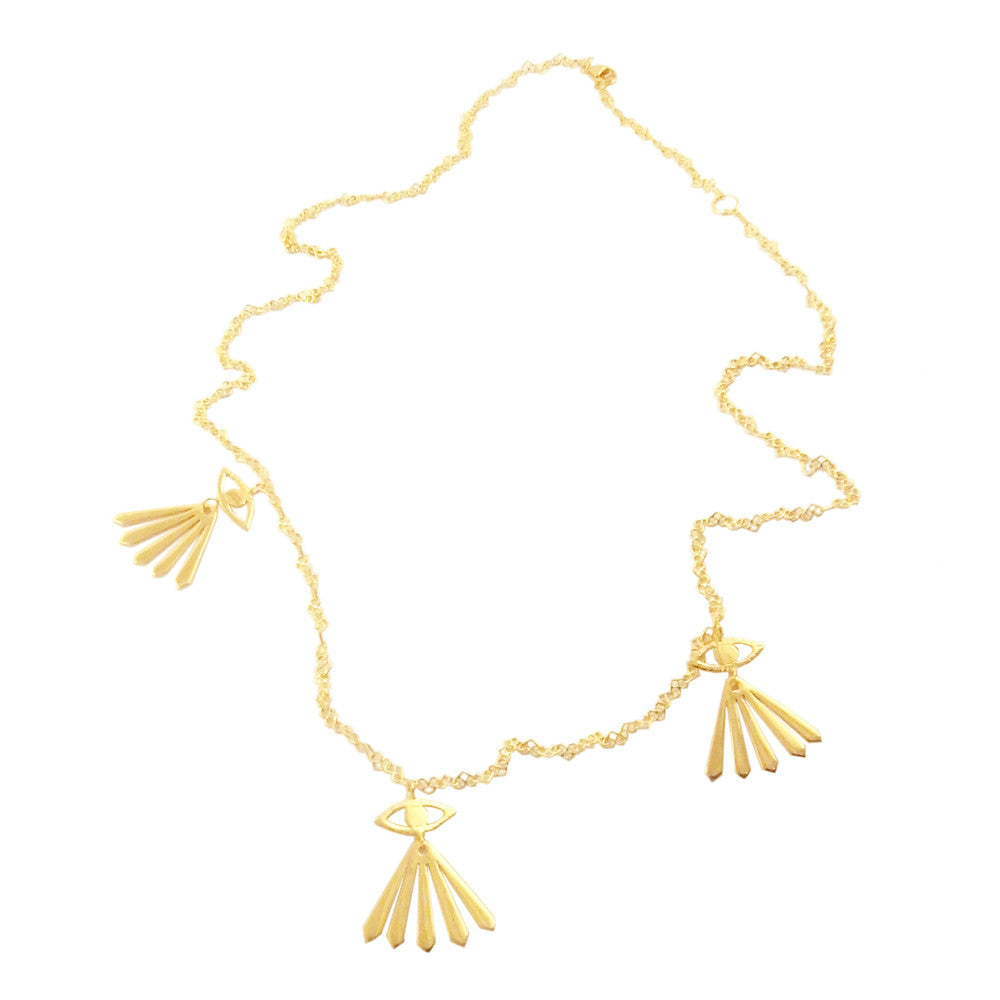 Triple Eyes and Rays Necklace Gold Product Shot
