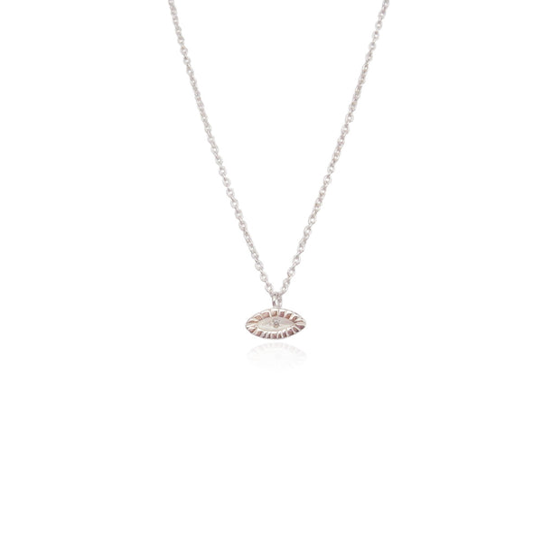 Tiny Diamond Eye Necklace Silver Product Shot